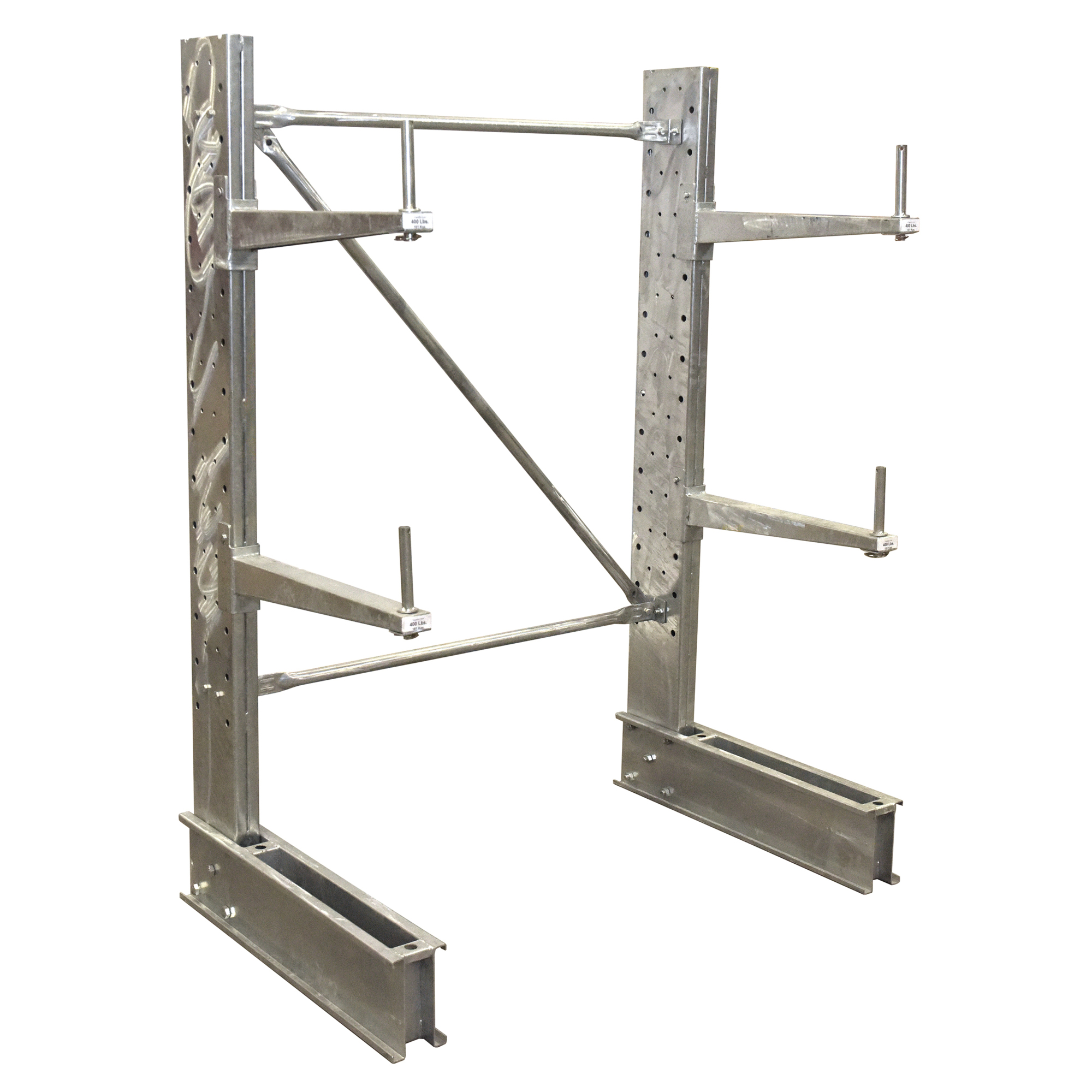 Vestil, Galvanized Steel Standard Duty Cantilever Single Sided Upright 6 Ft x 24 In. Arm Gray Set, Model# SU-C-6-24-G-SET
